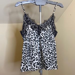 Cheetah Print Lace, Satin Spaghetti Strap Top